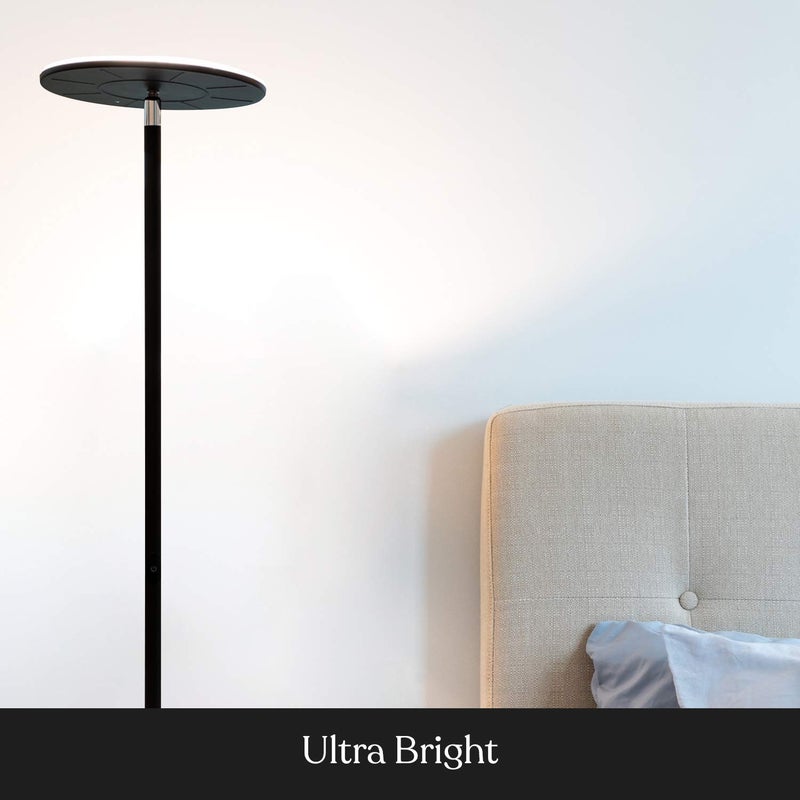 Brightech Sky Flux Dimmable LED Floor Lamp â€“ Super Bright Floor Lamp with 3 Light Modes for Living Room, Office â€“ Torchiere Standing Touch-Lamp, Tall Torch Lamp for Bedroom & Reading â€“ Black - Image 3